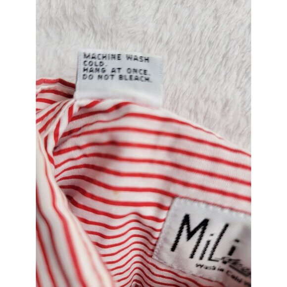 Vintage MiLi Lovecore 90s Button Up Shirt Valentines Heart Red Striped Top Small - Picture 5 of 10